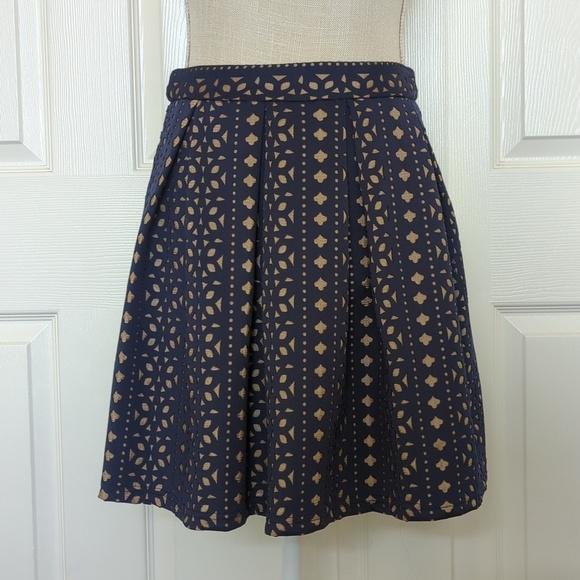Blue Rain Dresses & Skirts - Blue Rain Navy and Tan Geometric Laser Cutout Mini Skirt